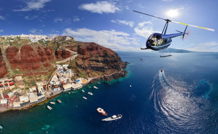 Helicopter from Athens to Santorini