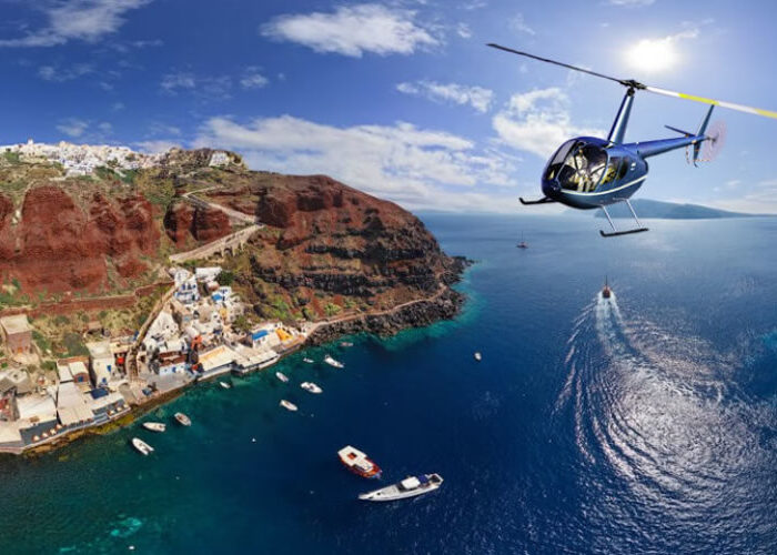 Helicopter from Athens to Santorini